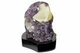 Tall, Amethyst Cluster With Calcite Crystals - Wood Base #121259-1